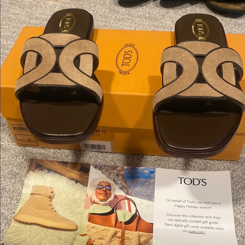 TOD'S Beige and Brown Sandals